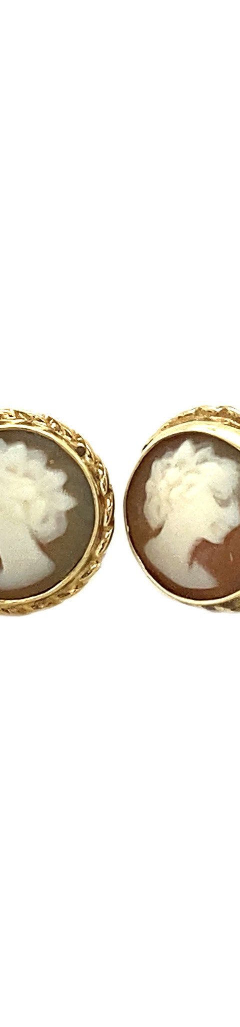 Vintage 14K Gold Stud Earrings with Cameo